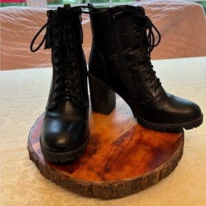 Tough up high heel ankle boot